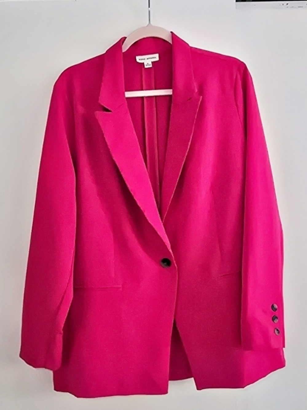 Bright Hot Pink Oversized Single Button barbiecore Blazer Jacket Size XL